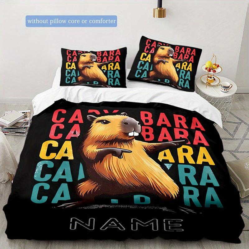 Capibara Customize Your Name Duvet Cover Soft Bedding Set For Bedroom Guest Room And Dorm Decoration Threepiece Set Includes 1 Duvet Cover 2