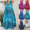 Women Summer Sleeveless Floral Print Round Neck Dress