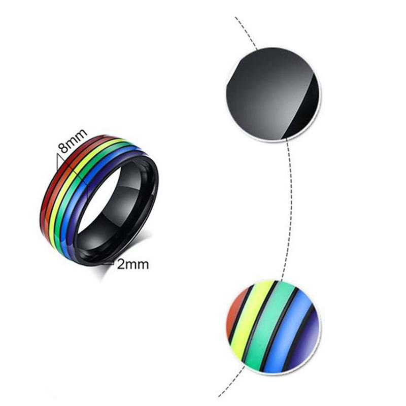 Эмалированное кольцо из нержавеющей стали с радужным ЛГБТ-кольцом для геев-лесбиянок