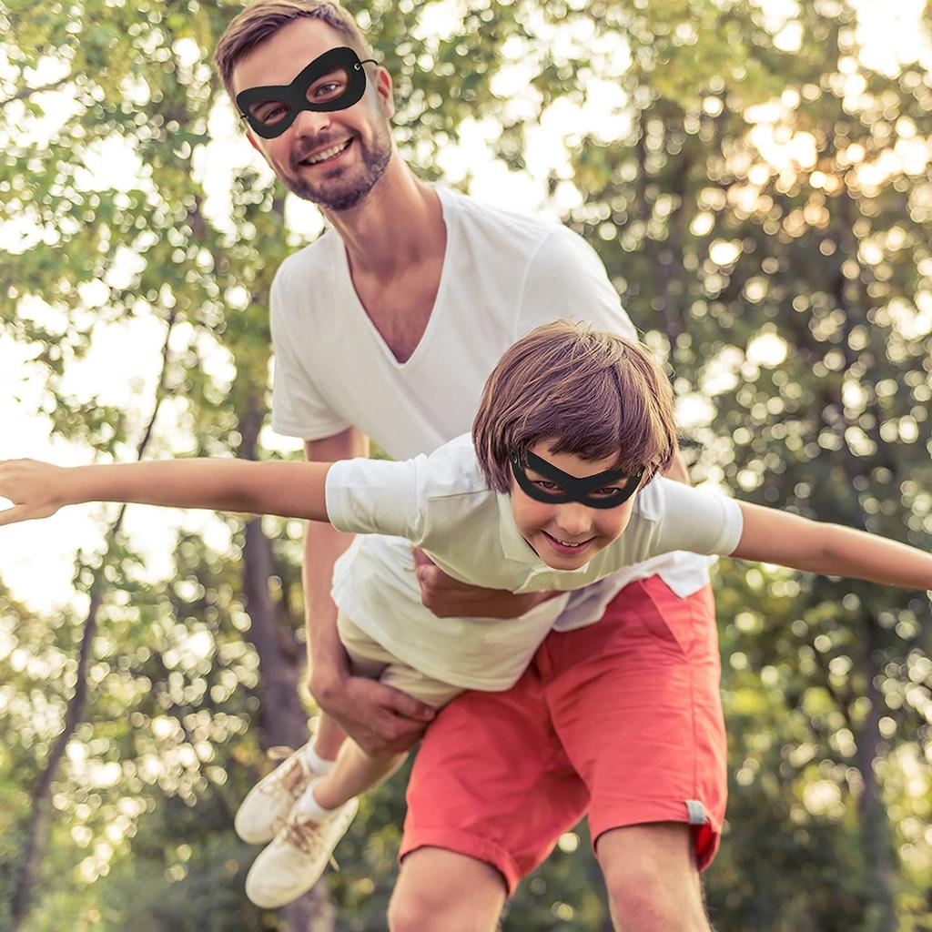 AIMIKE Супергерой Черный Фетр Глаз Хэллоуин Регулируемые Полумаски с Резинкой Идеально для Вечеринок и Косплея Маски, Набор из 2 штук, Маски, Наряд