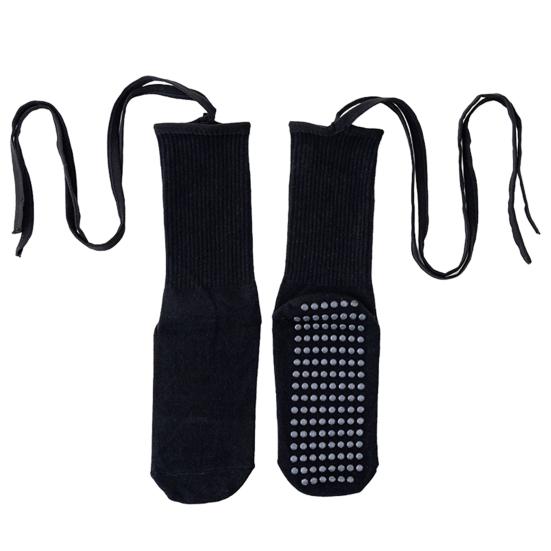 Носки для йоги и пилатеса с нескользящими подошвами для женщин, вязаные гольфы до щиколотки с завязками, носки-гольфы на шнуровке для барре, балета, танцев