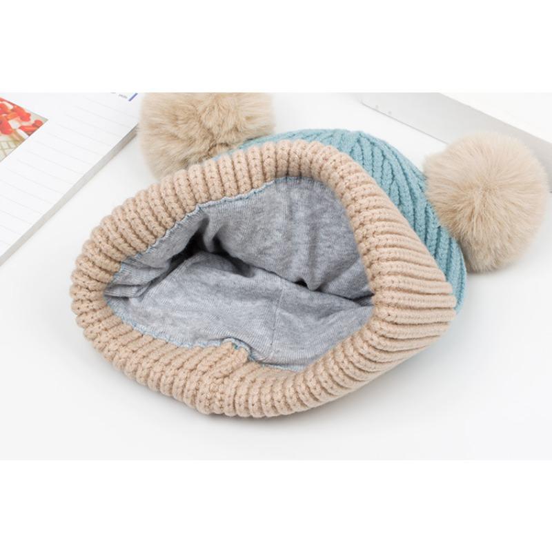Детская шапка Осенне-зимняя детская шерстяная шапка Двухслойная детская вязаная шапка для мальчиков и девочек 1-3 лет Детская шапка для взрослых