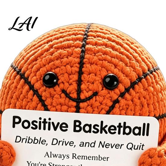 Cute Knitted Ornament for Athletes Positive Sports Ball Plush Emotional Support Doll