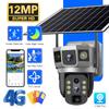 4G солнечная PTZ IP камера 3 объектива 12MP HD Умный дом Безопасность Защита V380 Удаленное HD Беспроводное обнаружение человека Видеонаблюдение
