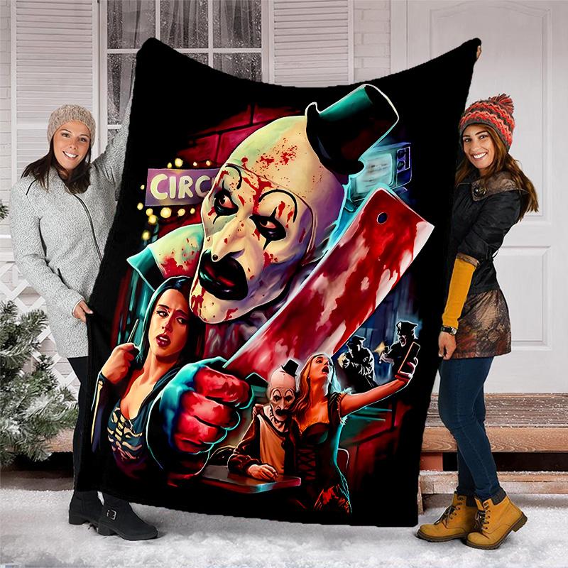 Art the Clown Terrifier1 printed throw blanket—lightweight,soft,warm;versatile blanket for all seasons—perfect as &air-conditioning throw,nap blanket
