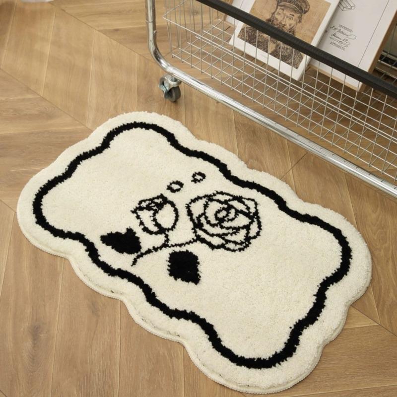 Цветочный коврик для пола, впитывающий коврик для ног для ванной, быстросохнущий придверный коврик для ванной и туалета, ковер из искусственного кашемира для спальни