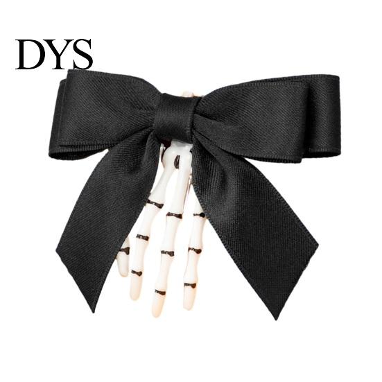Gothic Lolita Hair Pins Halloween Skeleton Hand Bow Hairpin, Retro Skull Claw Clip for Women Statement Accessories Girls Girls, Style Decorative