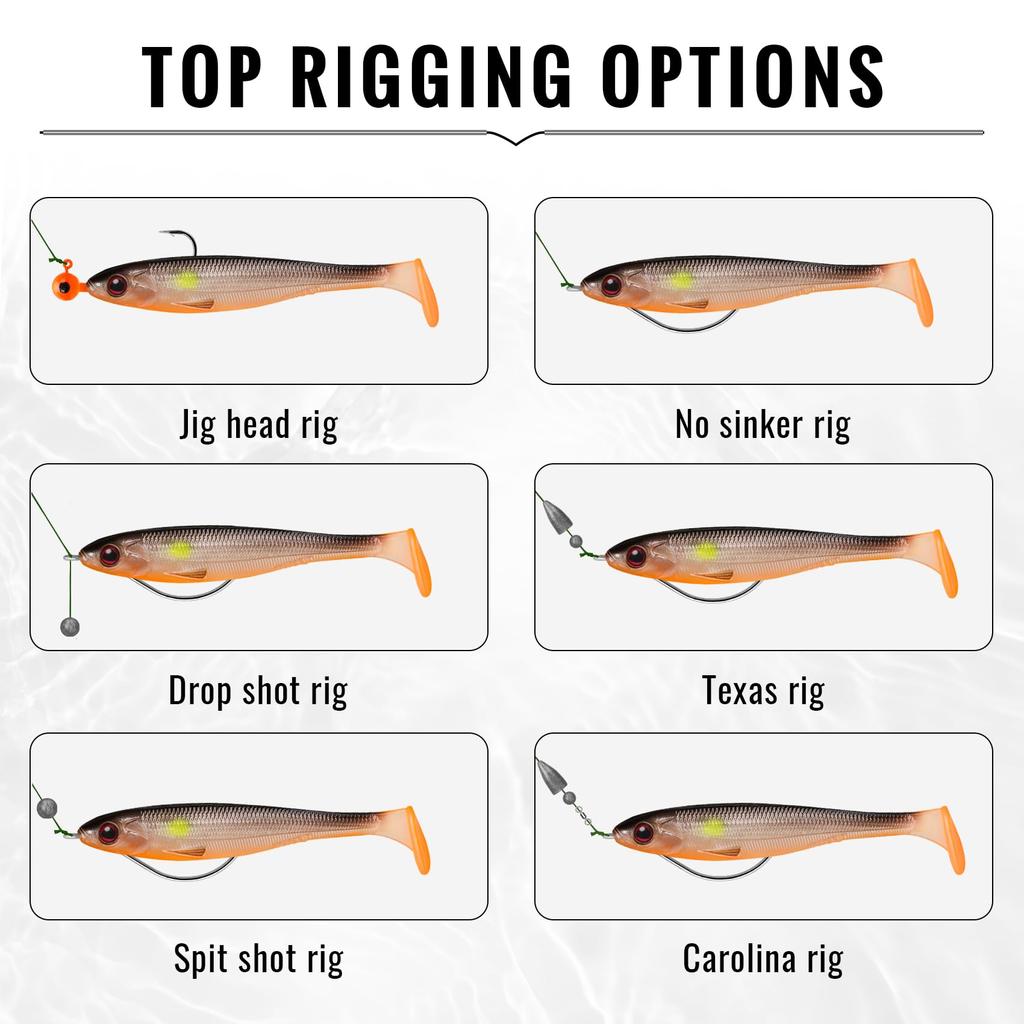 TRUSCEND Мягкая приманка с хвостом-лопаткой Swimbait, светящаяся в темноте, мягкая приманка Jerkbait Ultimate Attraction 12 шт., -