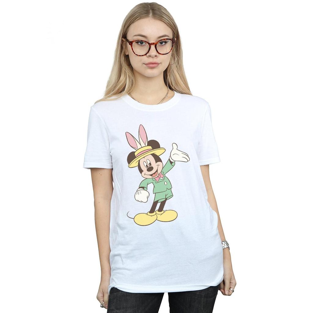 Disney Womens/Ladies Mickey Mouse Easter Bunny Cotton Boyfriend T-Shirt
