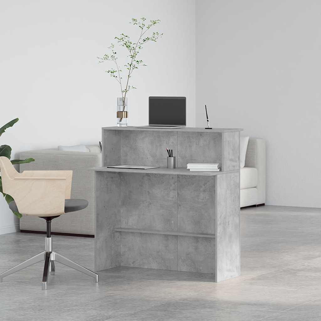 Reception Desk Concrete Gray 100x50x103.5 cm Engineered Wood