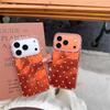 Ударопрочный чехол для iPhone 14/13 с рисунком «Сердечки в горошек» и закругленным краем, оранжевый фон, для Apple 17/16/15 ProMax
