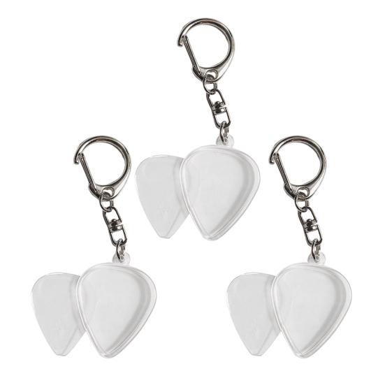 1/2/3Pcs Guitar Pick Holder Keychain Portable Travel Hanging Clear Plastic Pick Storage Case Metal Key Ring Guitarists Guitar Lovers Gift