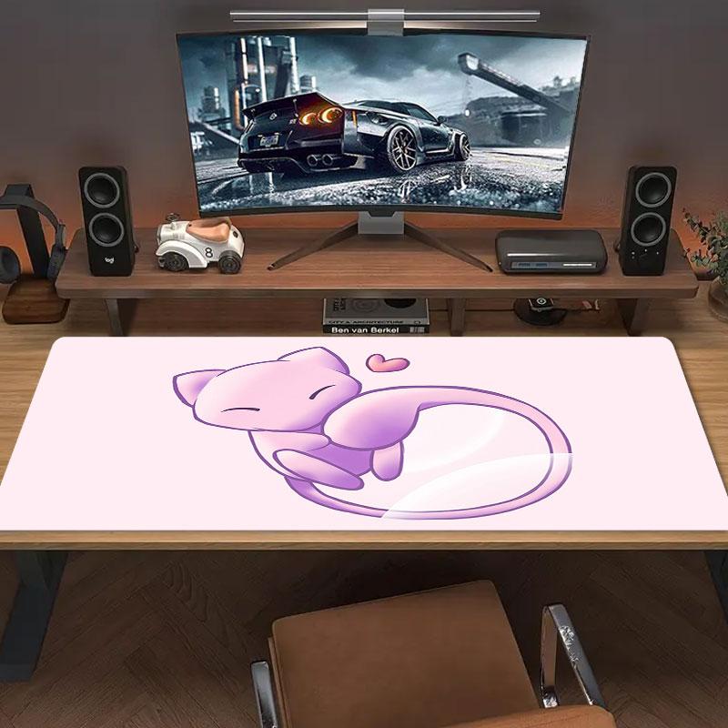 Mew Cartoon Mouse Pad, Large Gaming Desk Mat, Non-slip XXL Mousepad for Laptop & Tablet, Mini PC Playmat with Stitched Edges