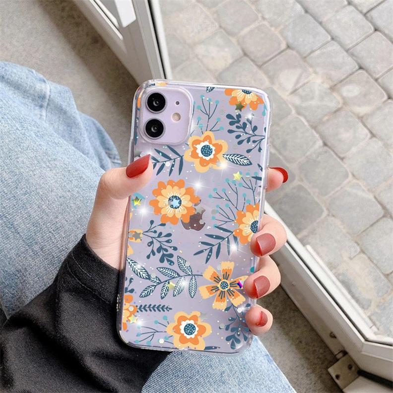 Прозрачный чехол с блестящими цветами для Samsung Galaxy S9 S10 S20 S21 FE S22 S10e S8 Plus Note 9 10 20 Ultra Lite M31 M52 TPU