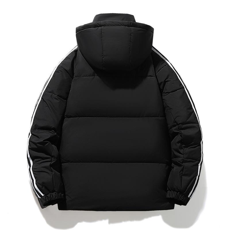 Унисекс пуховик Adidas с капюшоном и тремя полосками - Модный зимний пальто