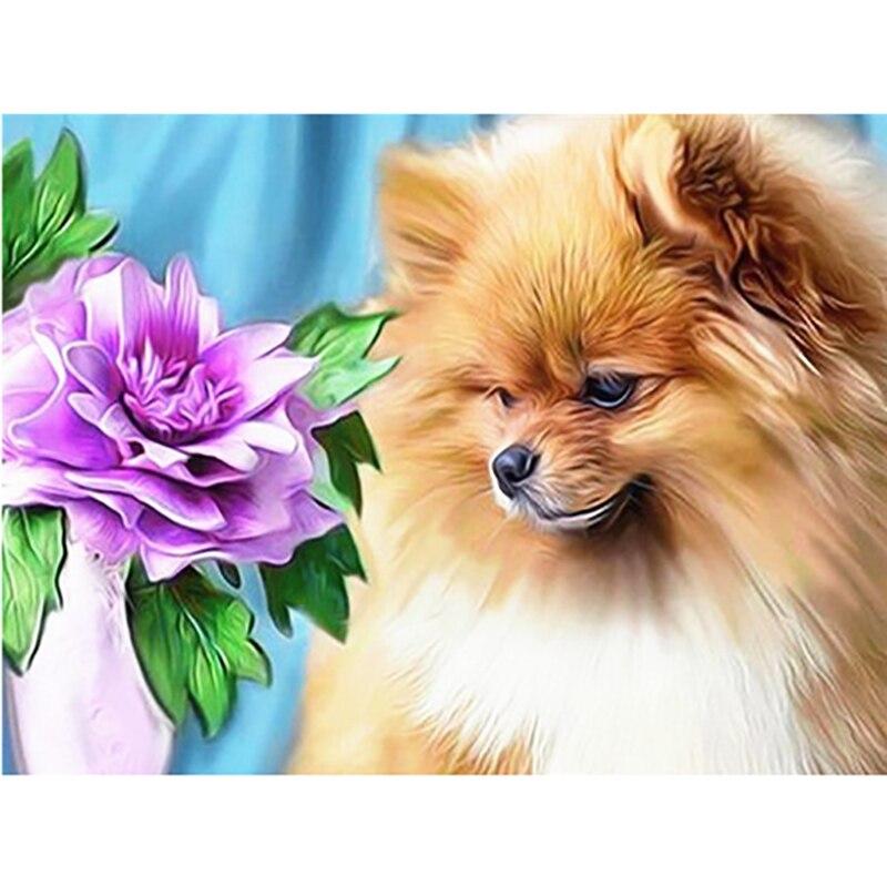 Новый 5D DIY алмазная живопись собака цветок Алмазная вышивка животное вышивка крестиком полная круглая дрель домашний декор ручной художественный подарок