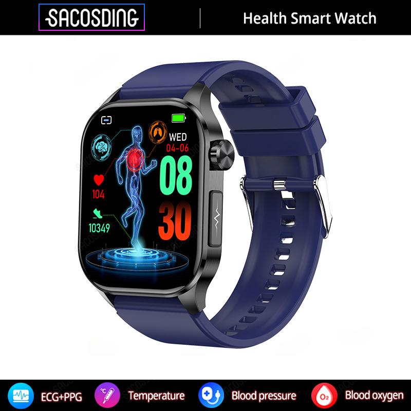 SACOSDING Новые смарт-часы ЭКГ для мужчин и женщин Bluetooth-вызов голосовой помощник артериальное давление кислород в крови спортивный трекер упражнений смарт-часы