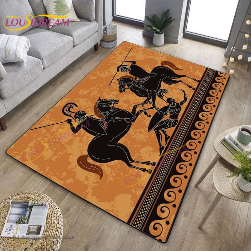3D Египетский ковер «Древний всадник», греческий ковер, ковер Древнего Египта для гостиной, спальни, кухни, греческий домашний декор, нескользящий напольный коврик