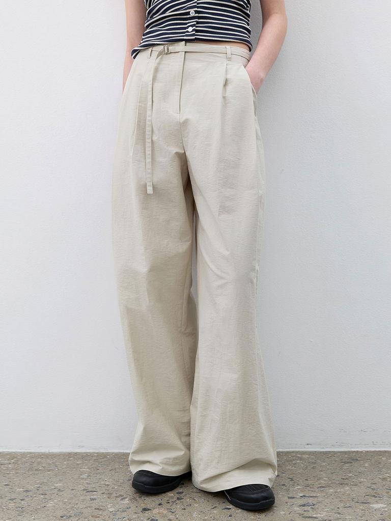 ATELIER NAIN Belted Two Tuck Wide Summer Pants S (Pt-5776)