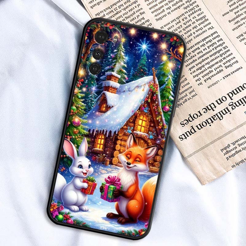 Рождественская мультяшная кошка Арт Для Motorola G85 Edge 50 G24 G35 G14 G04 40 G72 G34 G G54 G13 G32 5G Черный чехол для телефона