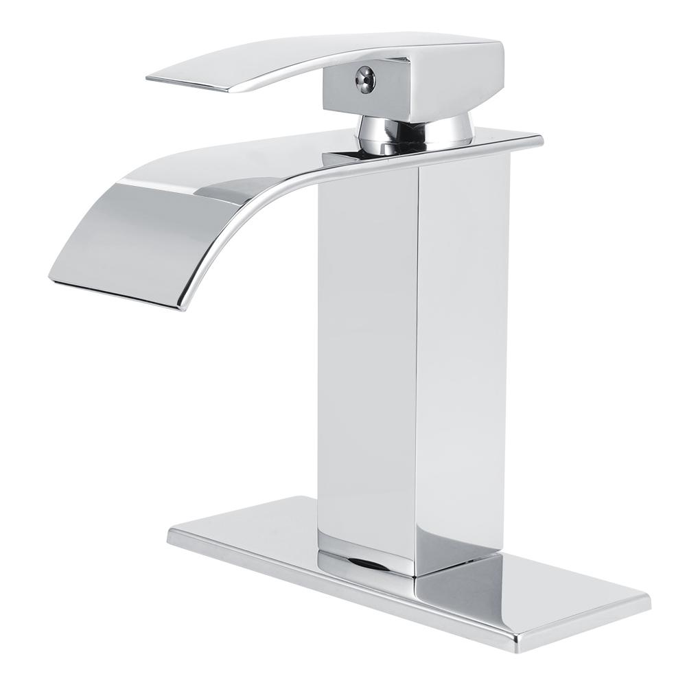 3/8 Standard Wide Spout Single Hole Brass Waterfall Hot and Cold Water Faucet Basin Water Tap