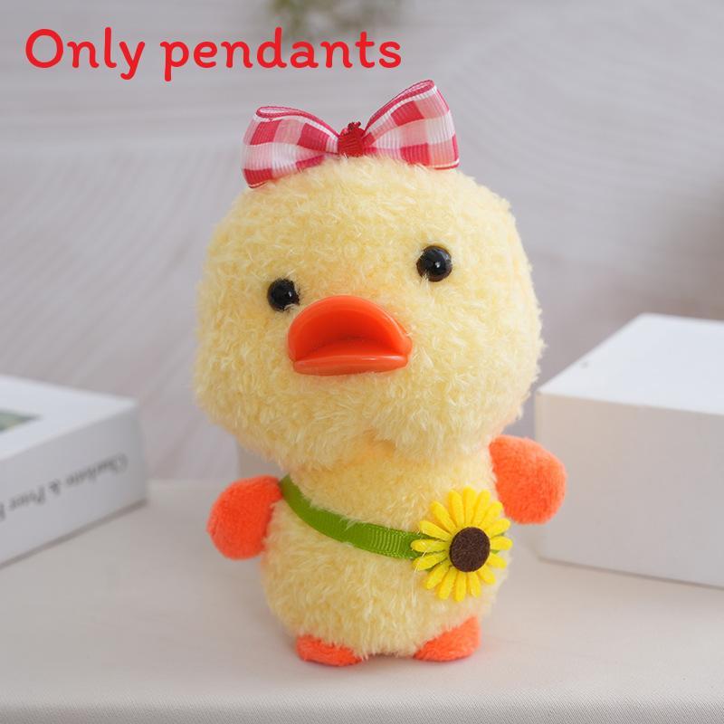 Cute Animal Plush Backpack Toy With Checkered Bow And Sunflower Decor For Children And Teens