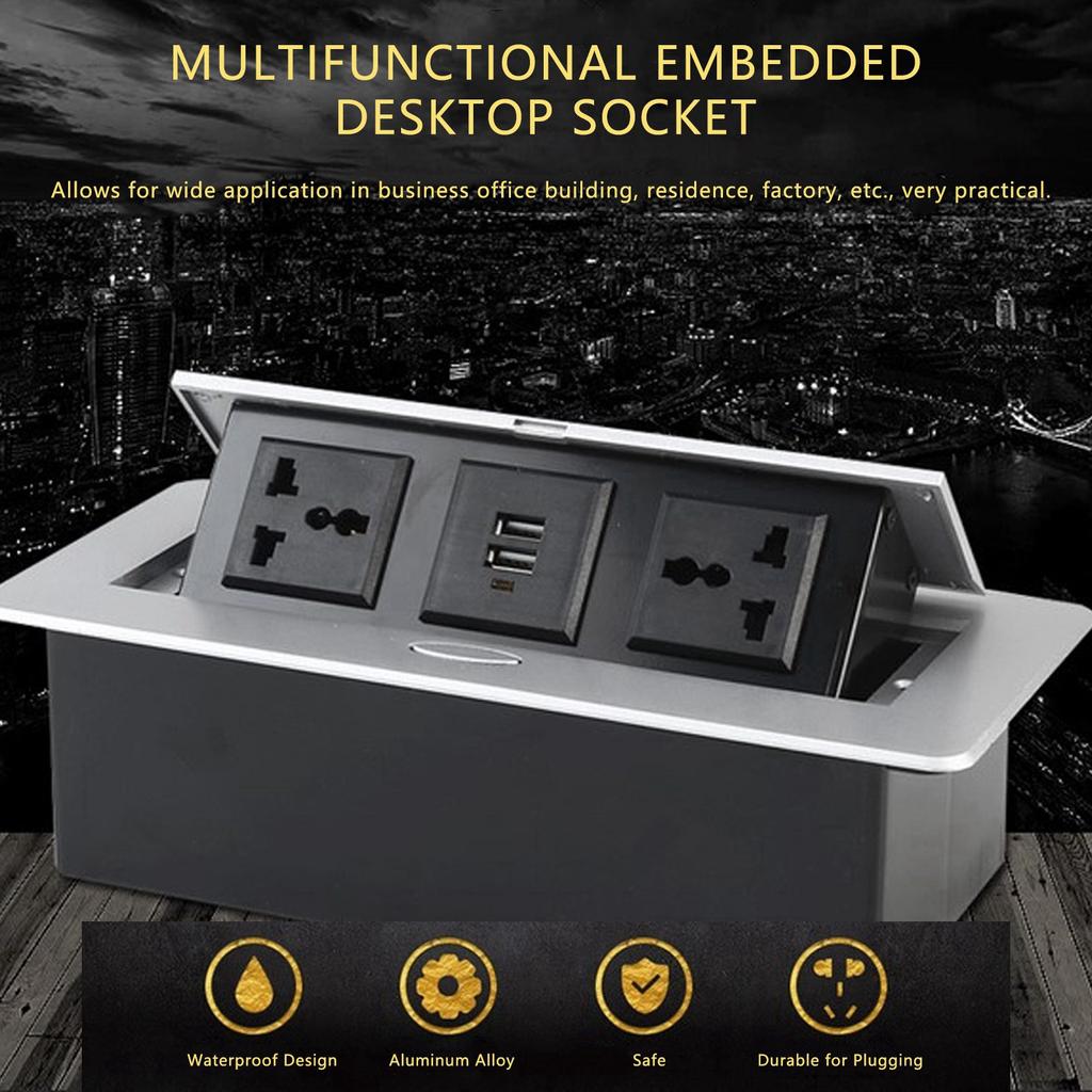 Desk Connection Box Table  Up Socket Dual USB Power Outlet Strip Hub Connection Box 250V J29 for Home  Table USB Socket