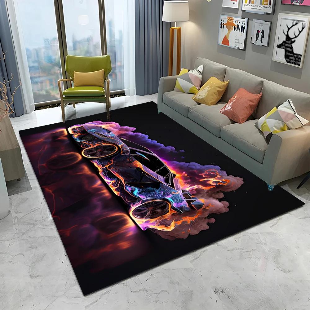 3D Future Sports Car HD Concept Car Cartoon Carpet Rug for Home Living Room Bedroom Sofa Doormat Decor,kids Non-slip Floor Mat