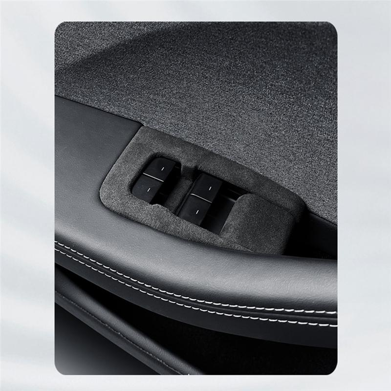 NEW-For Tesla2025 Model3 Highland Car Window Lifting Button Panel Suede Suede Trim Frame Sticker Auto Interior Replacement Parts