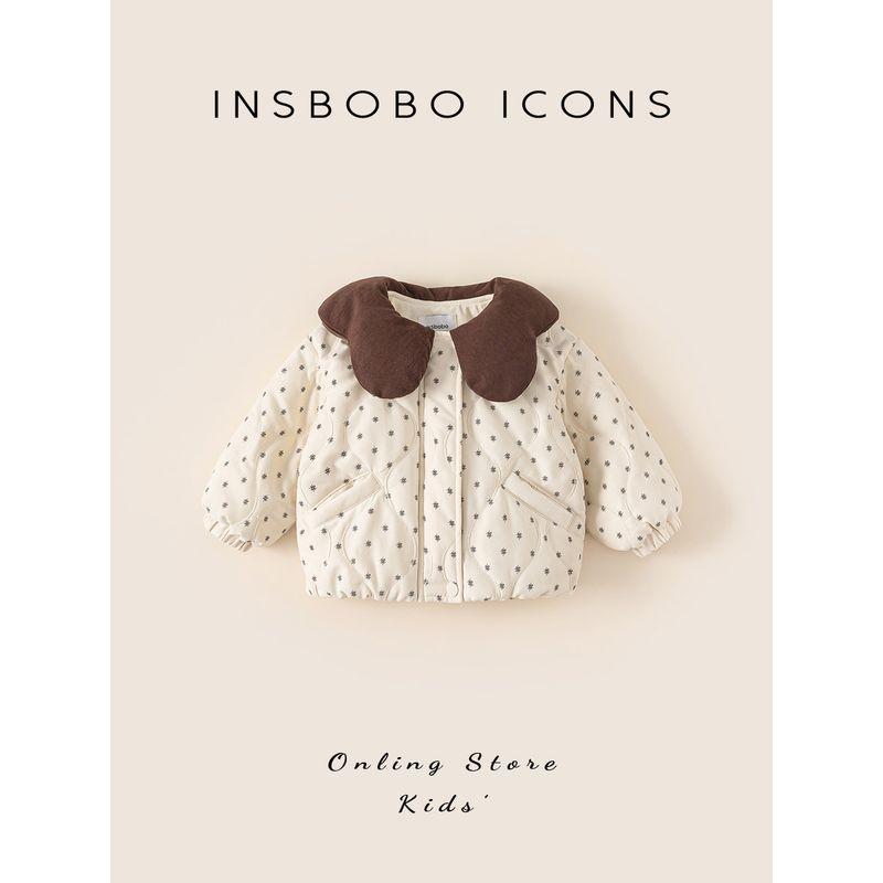 Insbobo Girls' Cotton Jacket 2025 Winter Cotton Coat Baby Children's Clothing Cotton Jacket Children's Outerwear Winter Clothing Thickened New Style