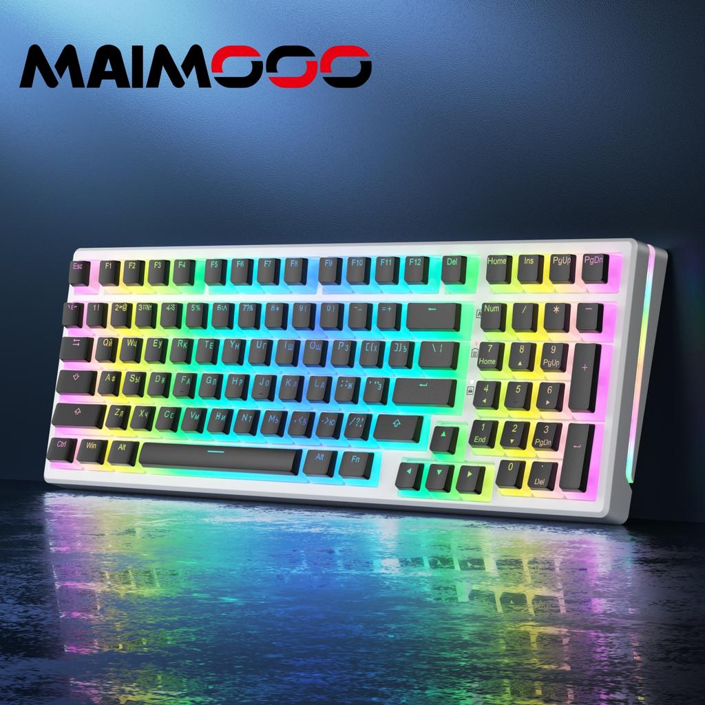 MAIMOOO Russian Pudding Keycap White 121 Keys Backlight Translucent for Mechanical Keyboards Diy PBT Full EN Keycap with ISO Key