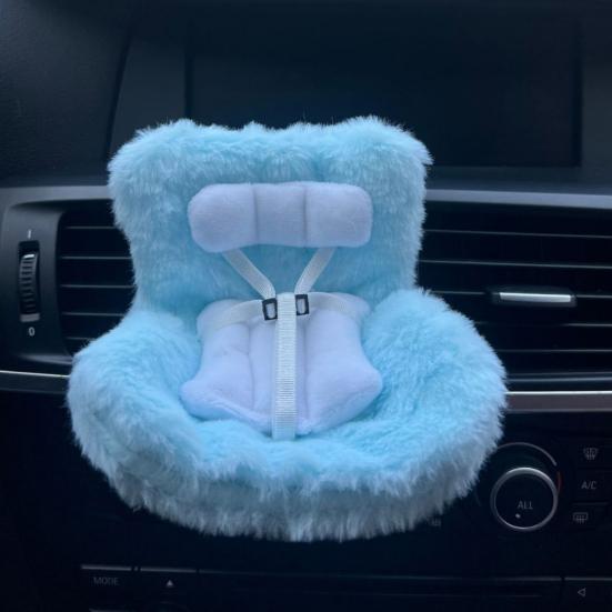 Кукольное автокресло безопасности с клипсой для вентиляционного отверстия и ароматизированными фишками, микрофибровое кукольное сиденье, украшение для автомобиля для поклонников кукол, коллекционеров