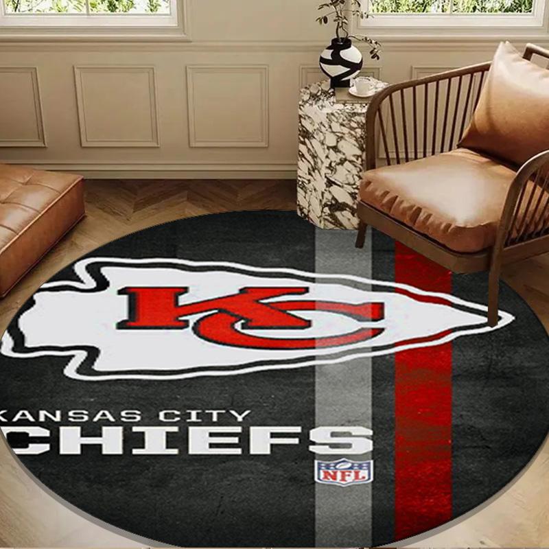 Kansas Chiefs Logo Round mat, Anti-slip Circle Carpet Chair rug For livingroom,Bedroom, doormat home decor Gift Christmas Gifts