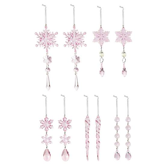 10 Pcs Crystal Snowflake Icicle Ornaments Clear Acrylic Christmas Ornaments for Christmas Tree Winter New Year Party Decor