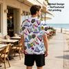 Men's 2D Print Geometry Series T-Shirt, Polyester Loose Fit Casual Stylish Versatile for Daily Outdoor Halloween