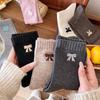 Female Autumn and Winter Thickened Warm Bowknot Boneless Tube Socks