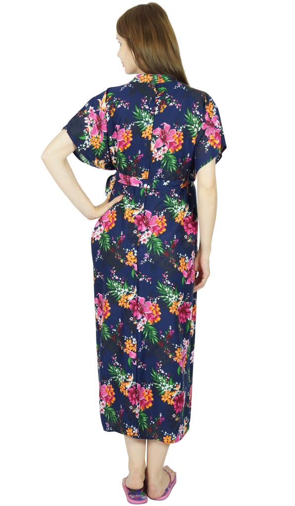 Bimba Кафтан для беременных с поясом, ночная рубашка из искусственного шелка для кормления грудью | Передняя и задняя часть