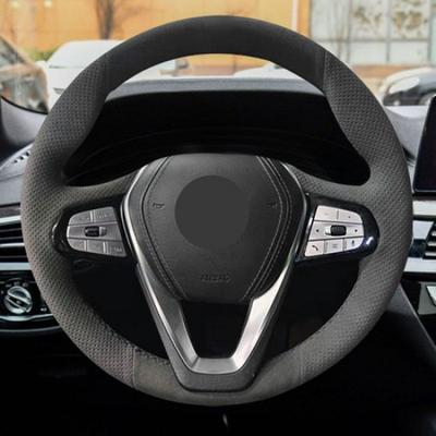 DIY Черная замшевая отделка чехла рулевого колеса для шитья для BMW 3 серии G20 G21