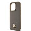 Dkny Leather Pattern Metal Logo Magsafe Case For Iphone 14 Pro Max - Brown