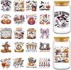 Rngmsi UV DTF Cup Wrap - 20 Sheets Spooky Fall Halloween UV DTF Wraps for 16 Oz Glass, Bat Web Pumpkin UVDTF Stickers, Rub On Transfer Decals for Drin
