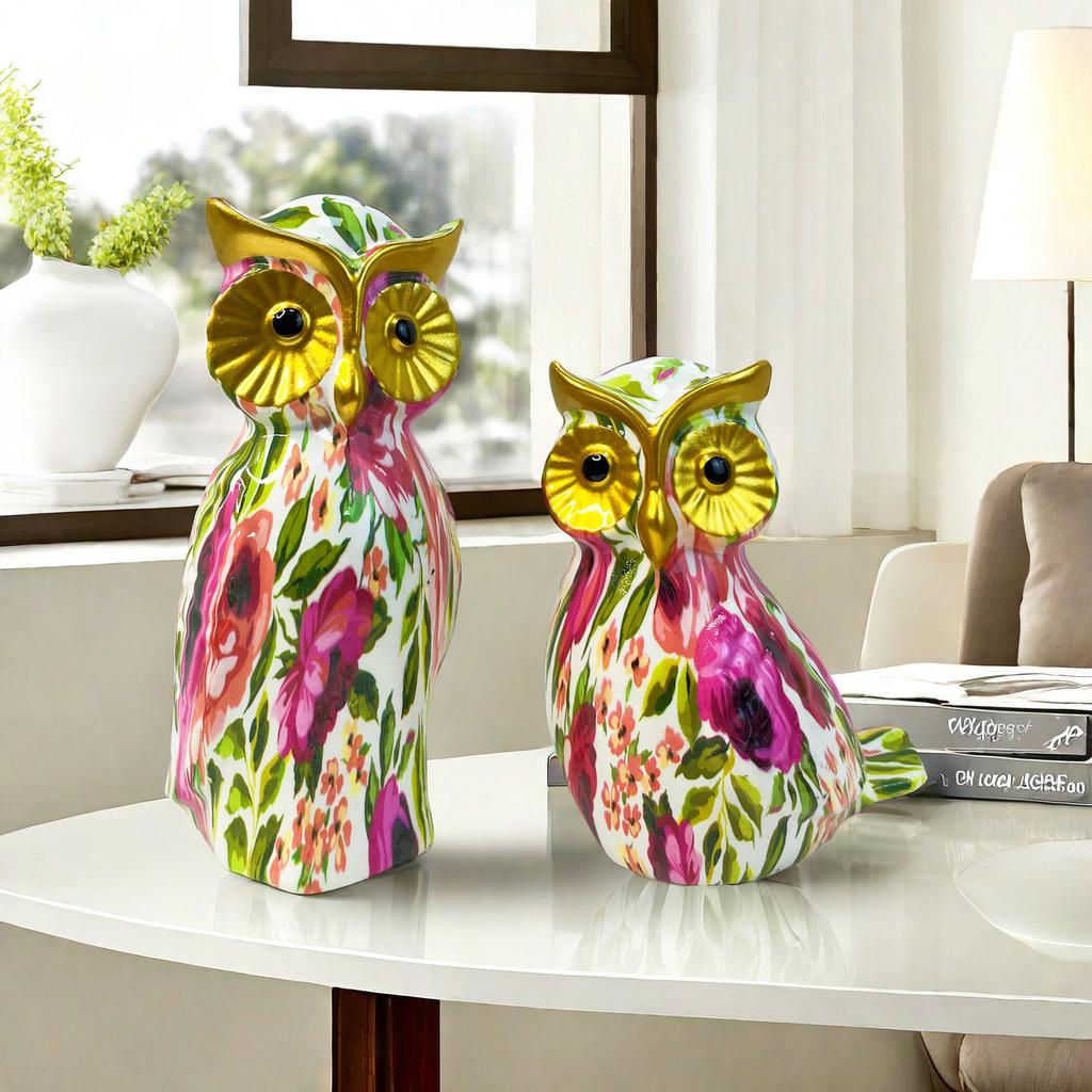 Modern Minimalist Water Best Transfer Printing Owl Ornaments Resin Crafts Home Use Living Room TV Cabinet Exhibition Hall Decoration Supplies