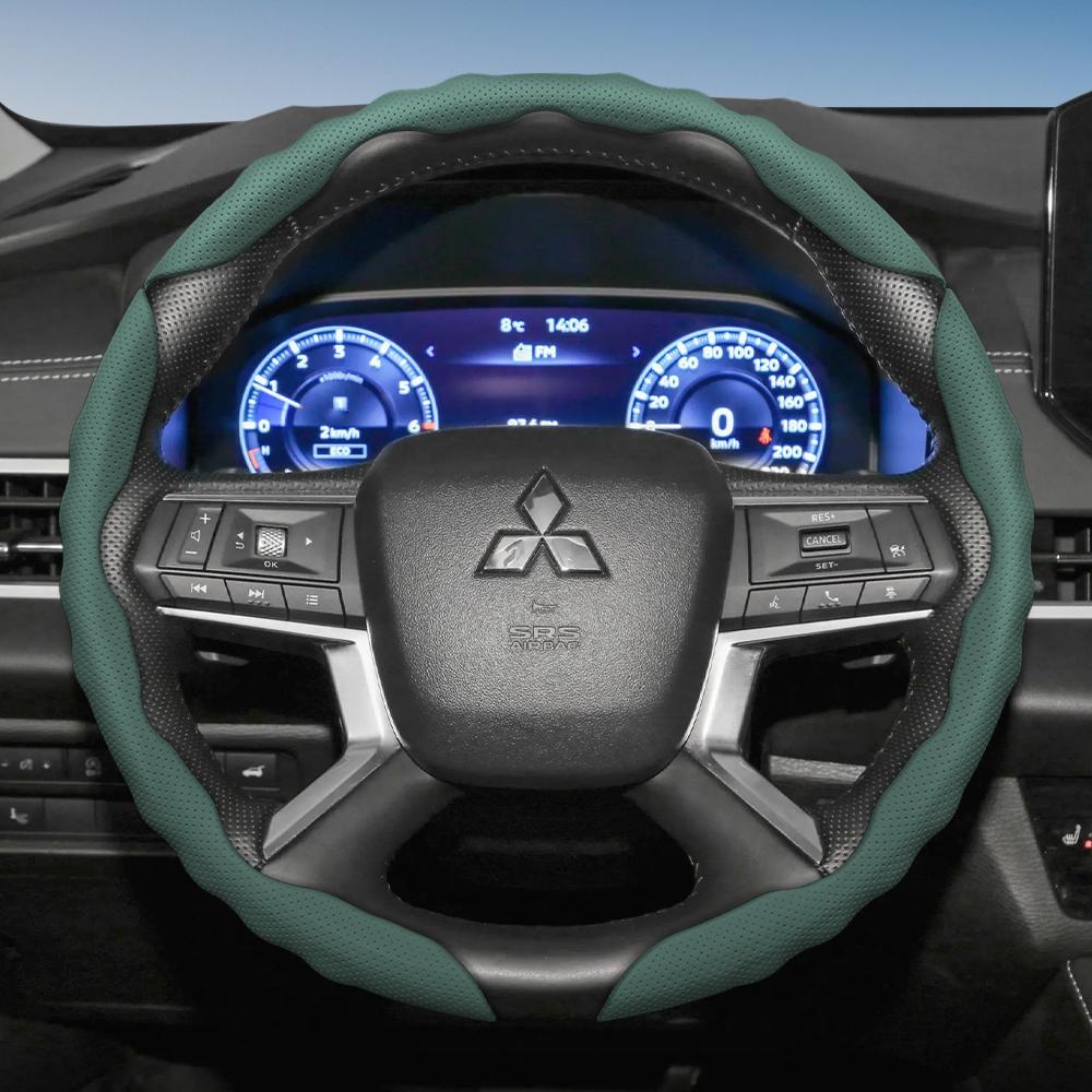 Подходит для чехла на руль Mitsubishi с волнистым спортивным дизайном, дышащая кожа, сегментированный, нескользящий, впитывающий пот, подходит для Outlander
