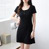 Французская маленькая черная юбка А-силуэта с квадратным воротником, летнее женское платье из чистого хлопка, сексуальная короткая юбка