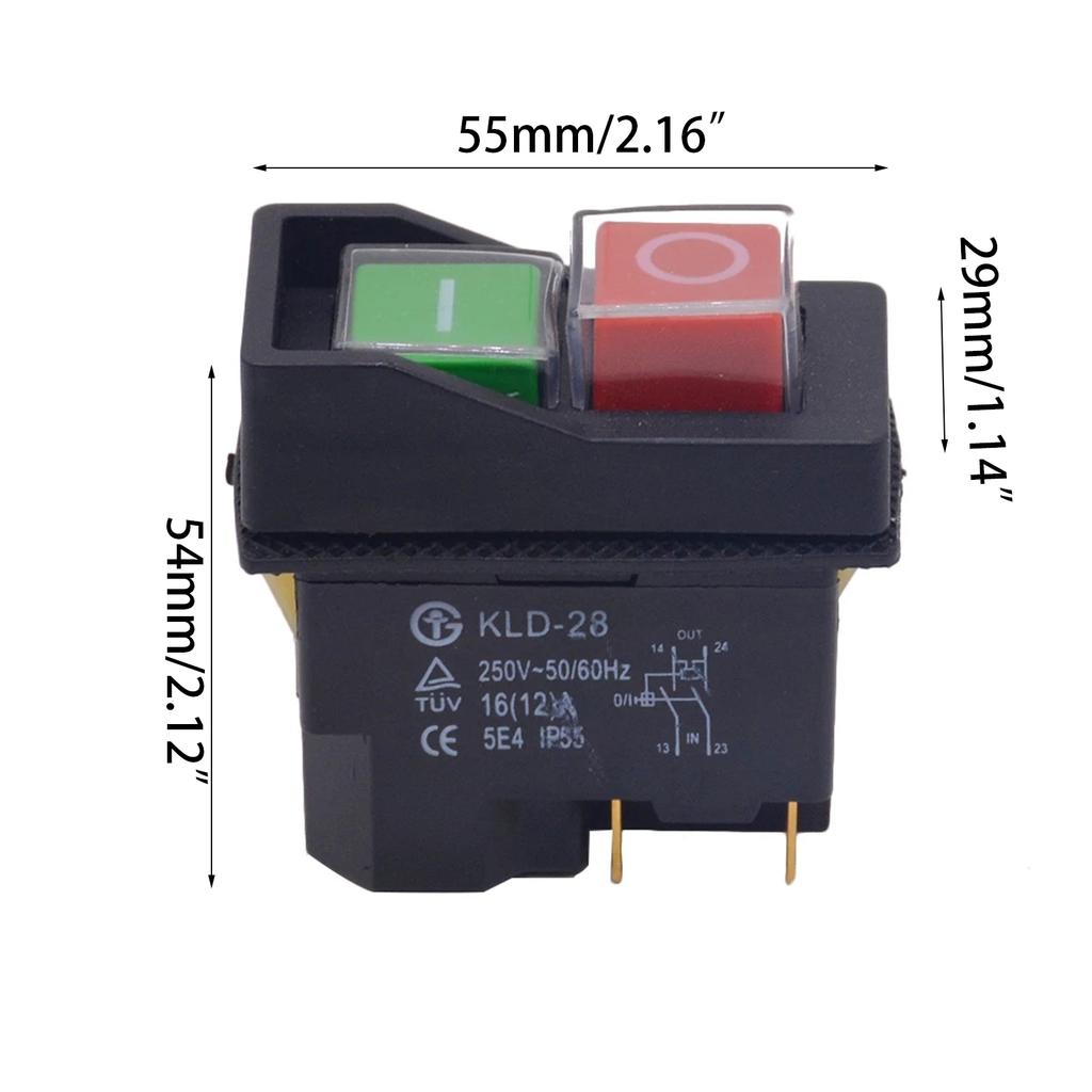 IP55 Waterproof Push Button Switch Electromagnetic Switch 4 Pin 16A Magnetic Starter Power Tool Safety Switches