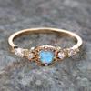 Синий Опал Маленький Круглый Камень Тонкие Обручальные Кольца Для Женщин Винтажный Золотой Цвет Белый Цирконий Обручальное Кольцо Камень Рождения Ювелирное Изделие Подарок