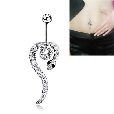 Женское кольцо для пупка, серебряное украшение для пирсинга в виде змеи