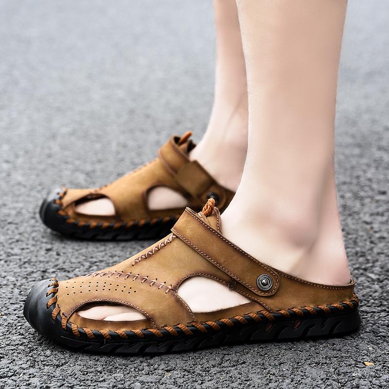 2025 New Casual Men's Soft Slippers Comfortable Men Summer Leather Sandals Roman Summer Outdoor Beach Sandals Big Size 38-48