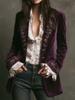 European and American women's clothing long-sleeved solid color spliced lace gold velvet jacket