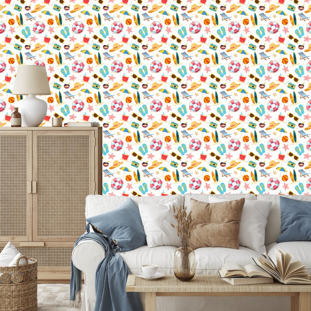 Summer wallpaper white and cream for living room and bedroom 50x1000