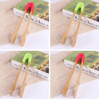 Бамбуковый тостер, зажим для еды, силиконовая ручка, овощной салат, закуска, торт, щипцы для барбекю